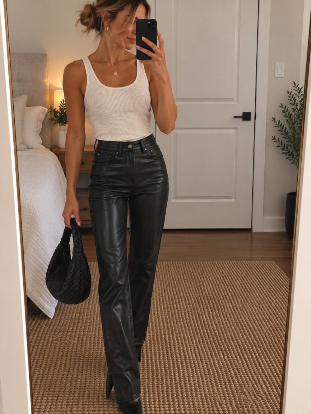Abercrombie & Fitch Black Faux Leather Pants Womens 25 0 Straight Leg
